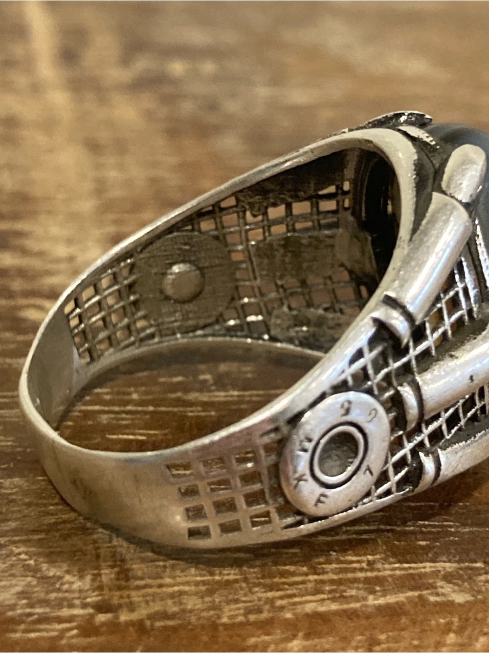 Sterling Silver Men's Statement Ring w/ Brown & Gray Cabochon Stone Dragon Claw - Picture 7 of 15